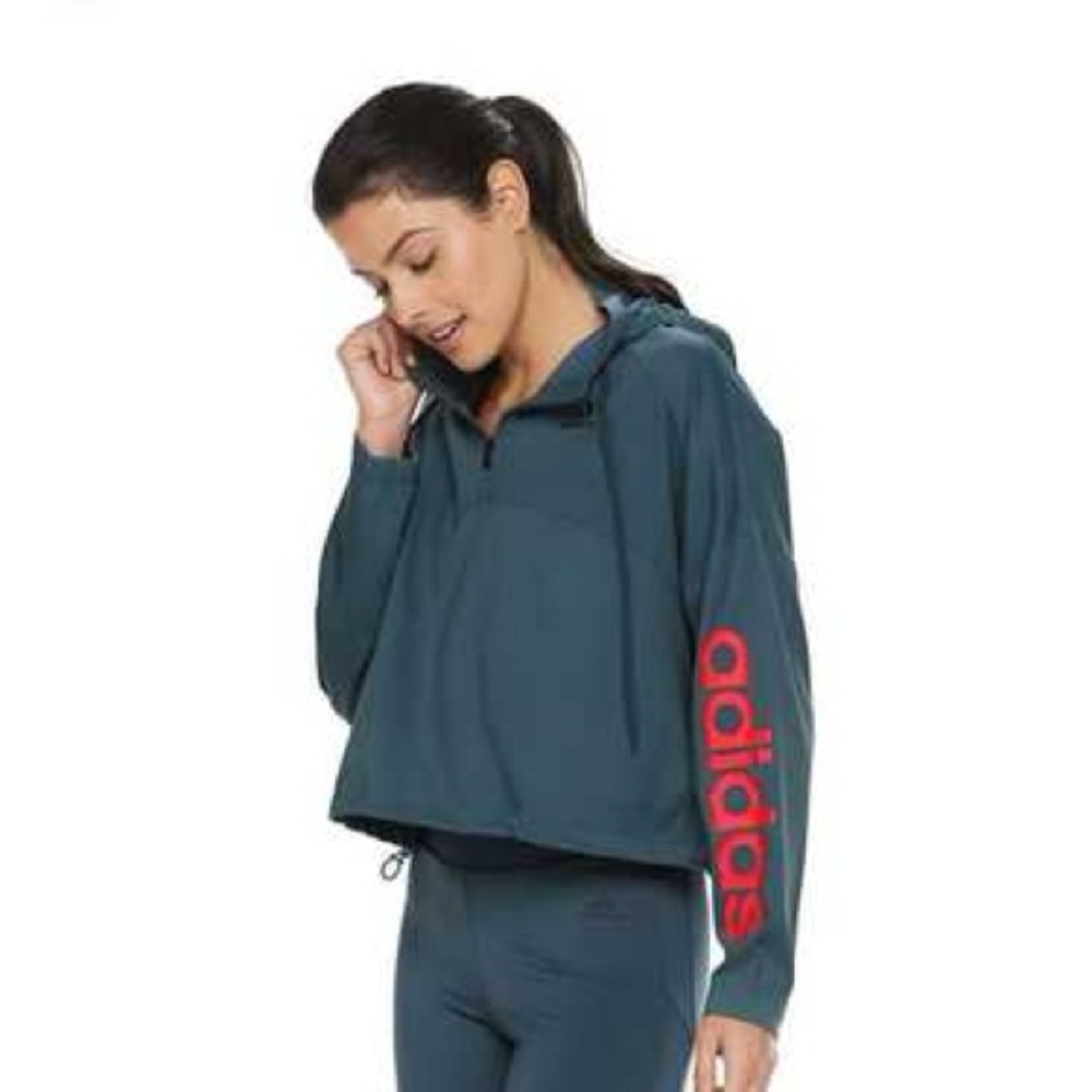 adidas Activated Tech Crop Windbreaker Jacket Womens Large